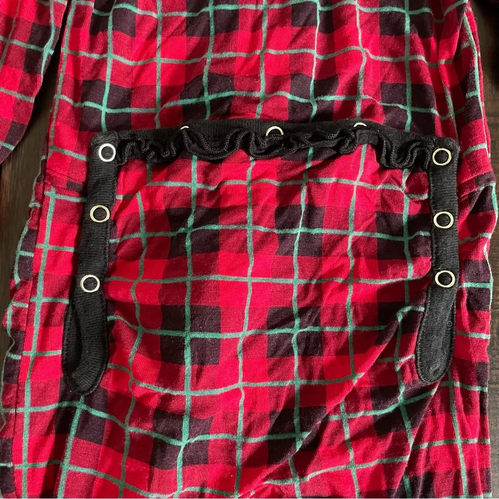 Kickee Pants Red Plaid Ruffle Bamboo Zip One Piece